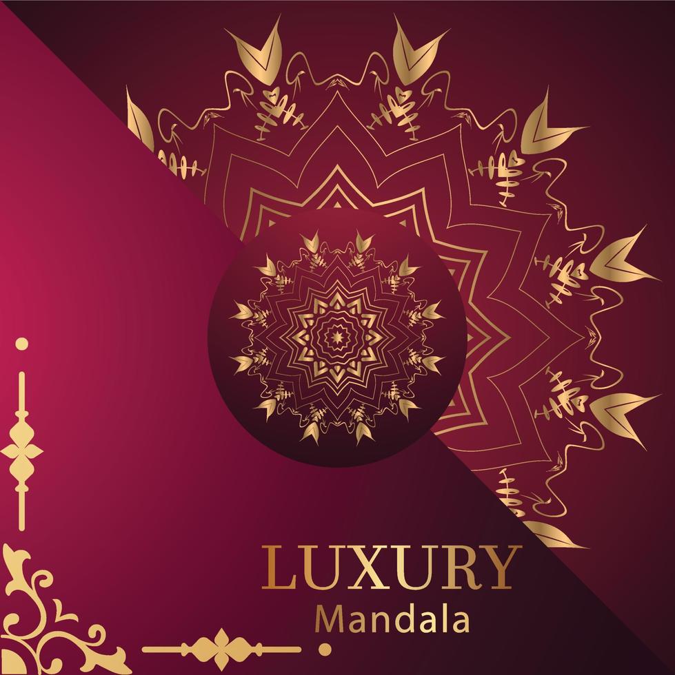 Fundo de desenho de mandala ornamental de luxo na cor ouro vetor