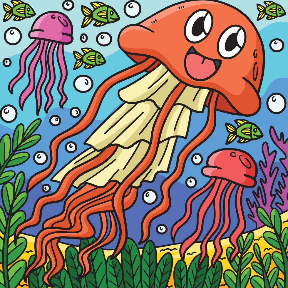 água-viva animal marinho desenho colorido vetor
