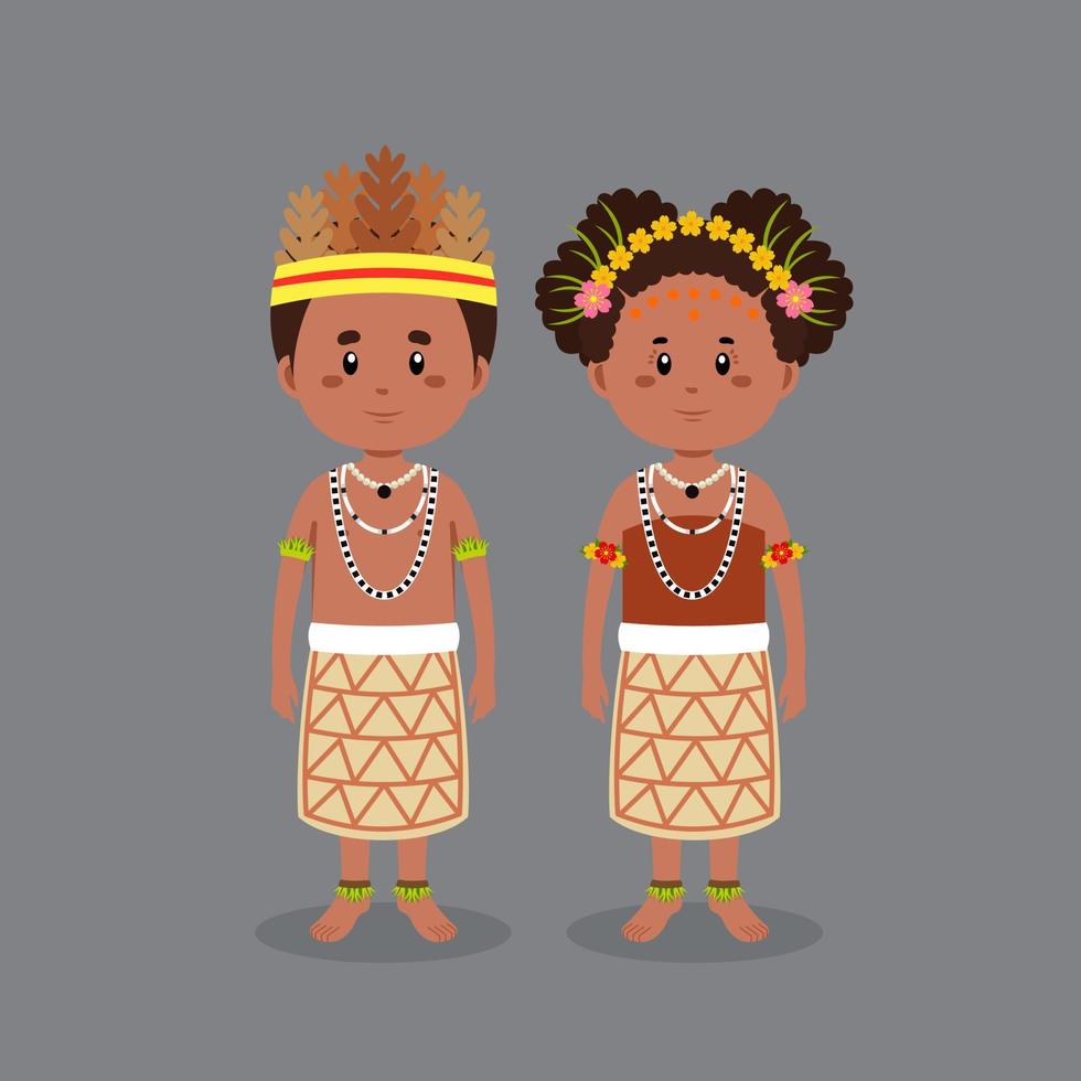 personagem de casal vestindo roupa tradicional de fiji austrália vetor