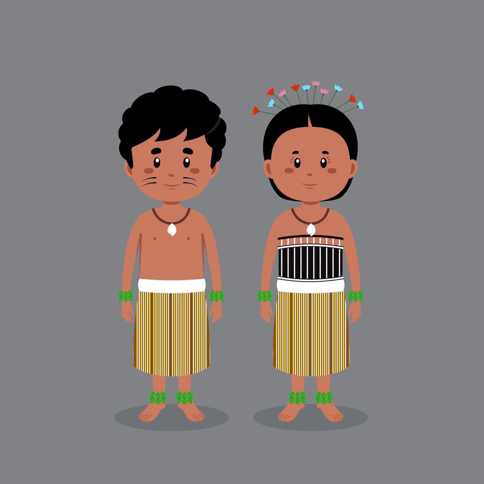 personagem de casal vestindo roupa tradicional de fiji austrália vetor