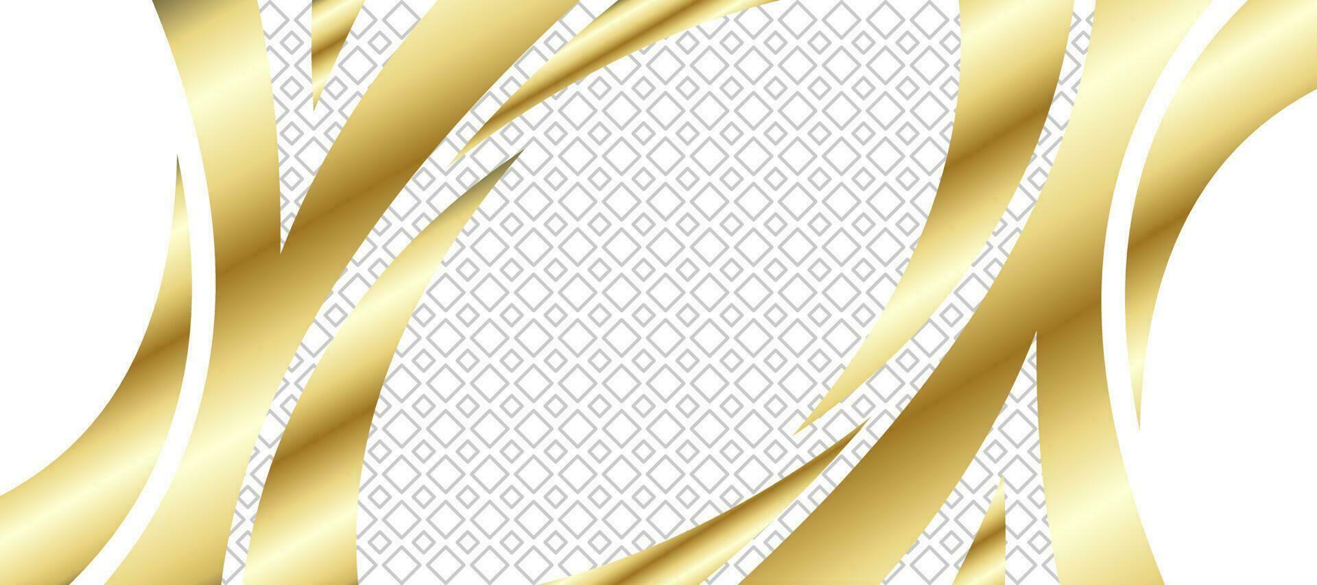 vetor de papel de parede de design de fundo branco quadrado de redemoinhos dourados