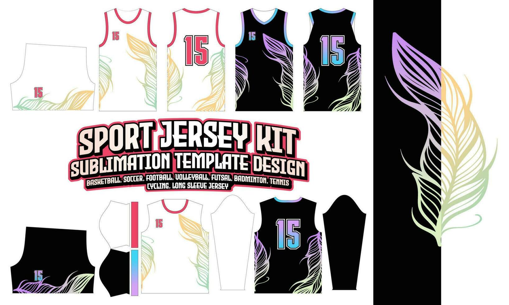 pena camisa gradiente design vestuário sublimação layout futebol futebol basquete vôlei badminton futsal vetor