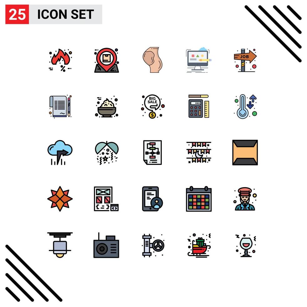 25 ícones criativos sinais e símbolos modernos de design arte caixa de entrada feto bebê elementos de design vetoriais editáveis vetor