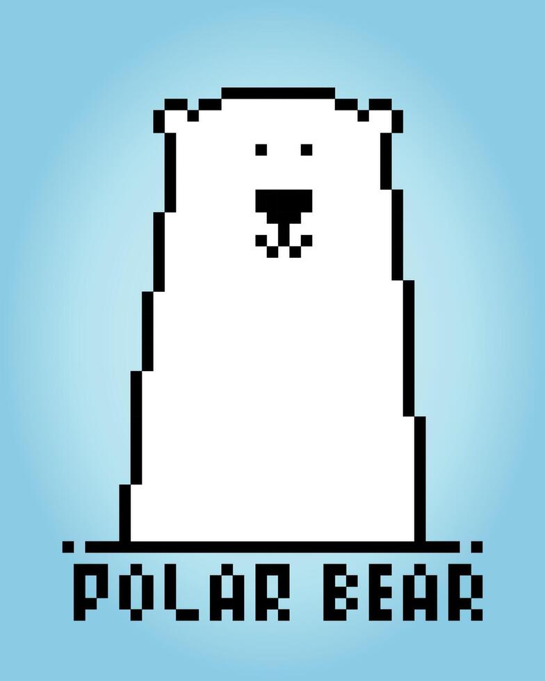 pixel urso polar de 8 bits. ativos de jogos de animais em ilustração vetorial vetor