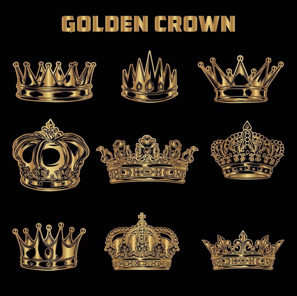 vetor de ícones da coroa. vetores de logotipo de coroa dourada. coroa de ouro.