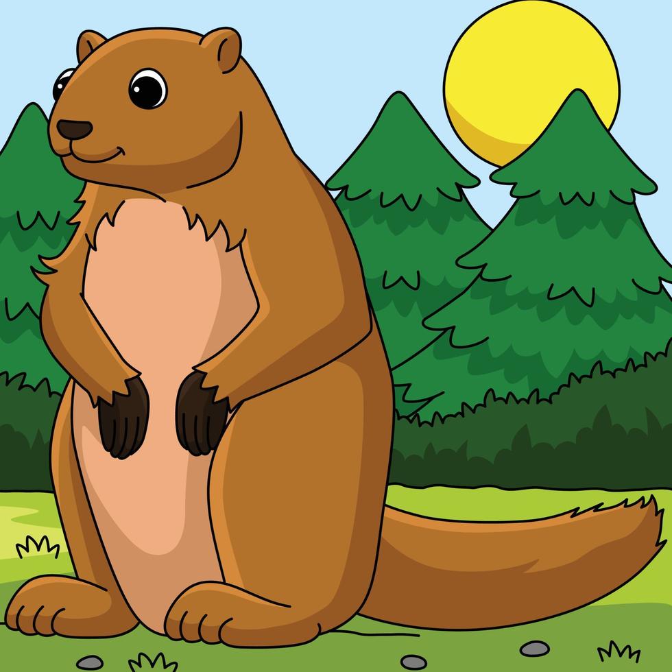 ilustração de desenho animado colorido animal marmota vetor