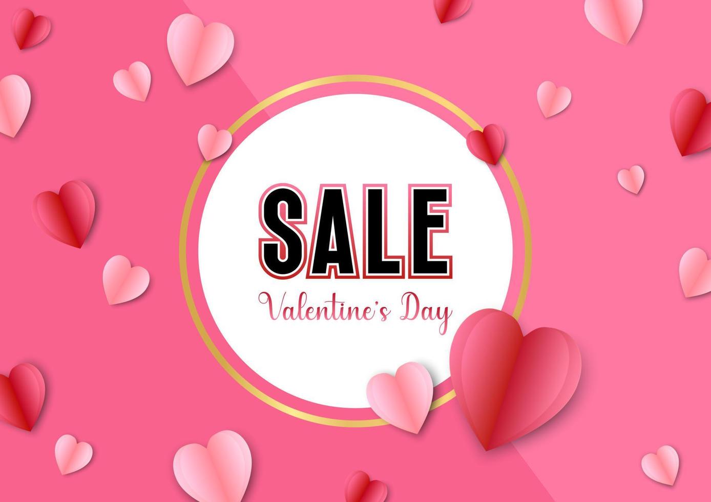 banner de venda do dia dos namorados para modelo de papel de coração de negócios fundo rosa vetor