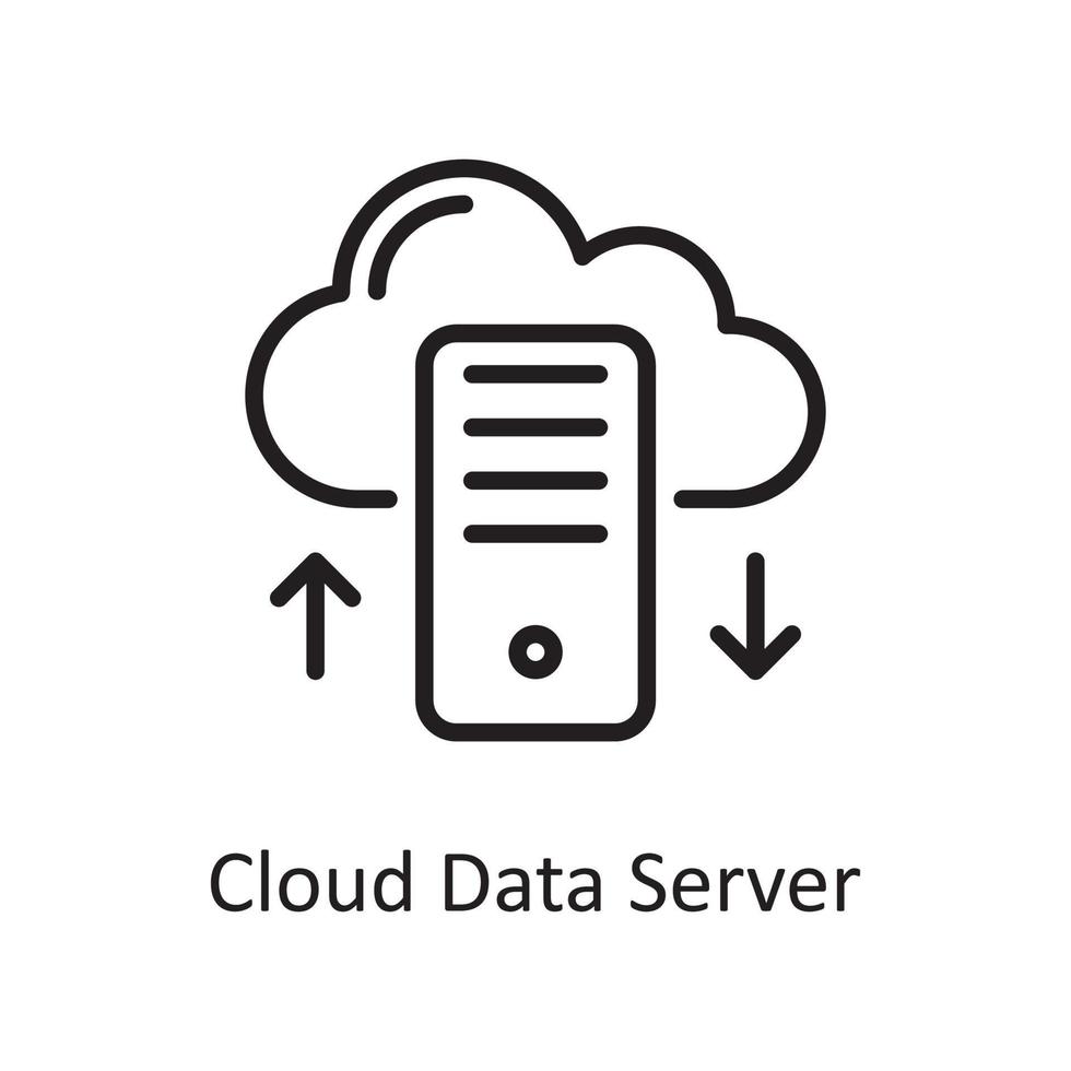 ilustração do projeto do ícone do contorno do servidor de dados em nuvem. hospedagem na web e símbolo de serviços em nuvem no arquivo branco background eps 10 vetor