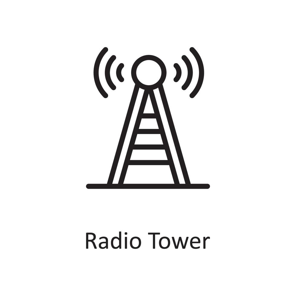 ilustração do projeto do ícone do esboço da torre de rádio. hospedagem na web e símbolo de serviços em nuvem no arquivo branco background eps 10 vetor