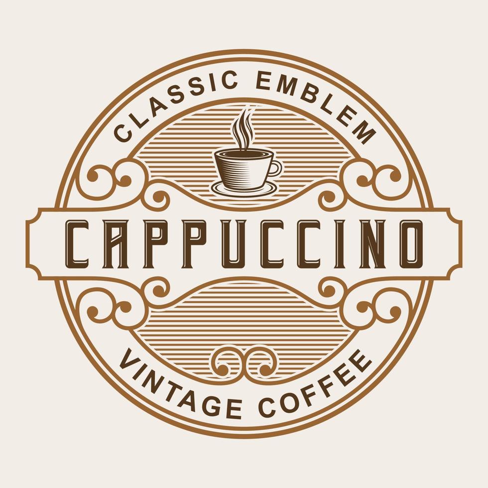 modelo de logotipo de xícara de café vintage distintivo etiqueta ilustração design vetorial vetor