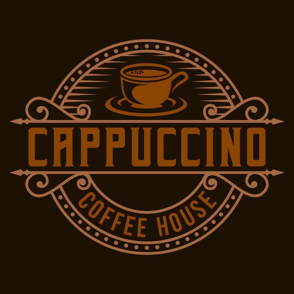 cafeteria xícara de café modelo de logotipo vintage distintivo etiqueta ilustração design vetorial vetor