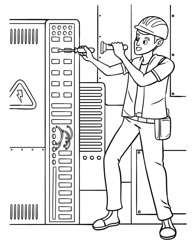 desenho de eletricista para colorir para crianças vetor