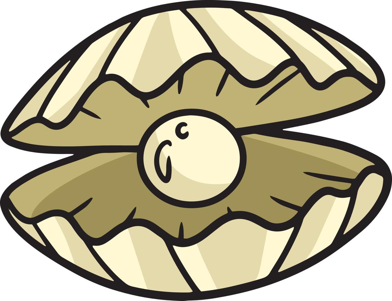 pérola em um desenho animado de concha do mar clipart colorido vetor
