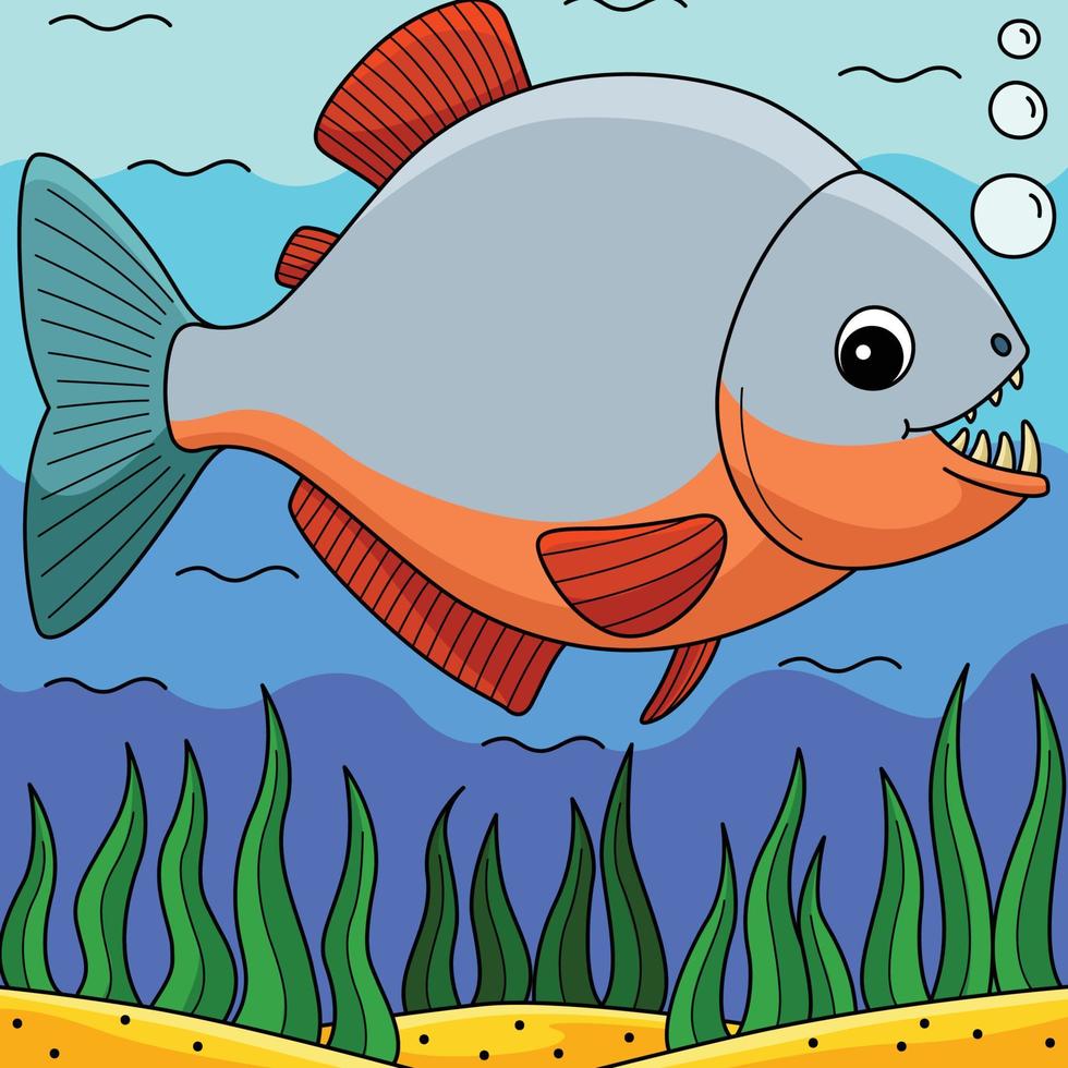 ilustração de desenho animado colorido animal piranha vetor