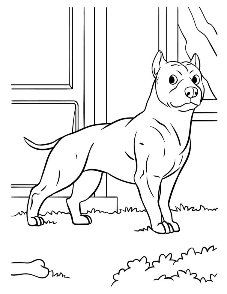 desenho de pit bull para colorir para crianças vetor