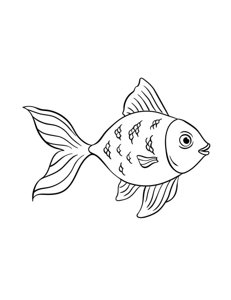 peixinho dourado isolado para colorir para crianças vetor