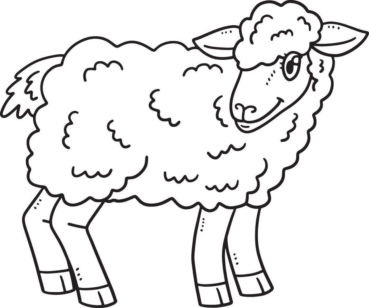 página para colorir isolada de ovelha bebê para crianças vetor