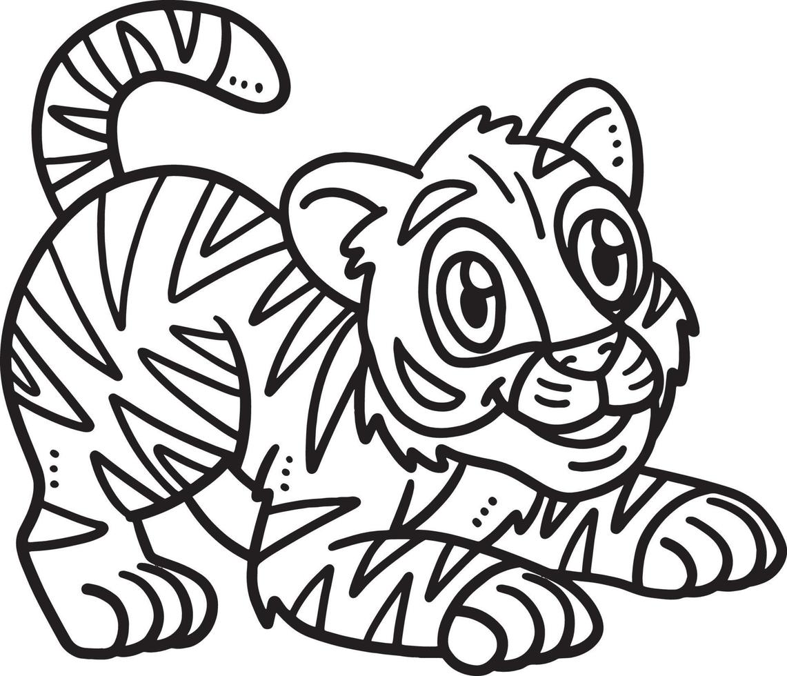 desenho de tigre bebê isolado para colorir para crianças vetor