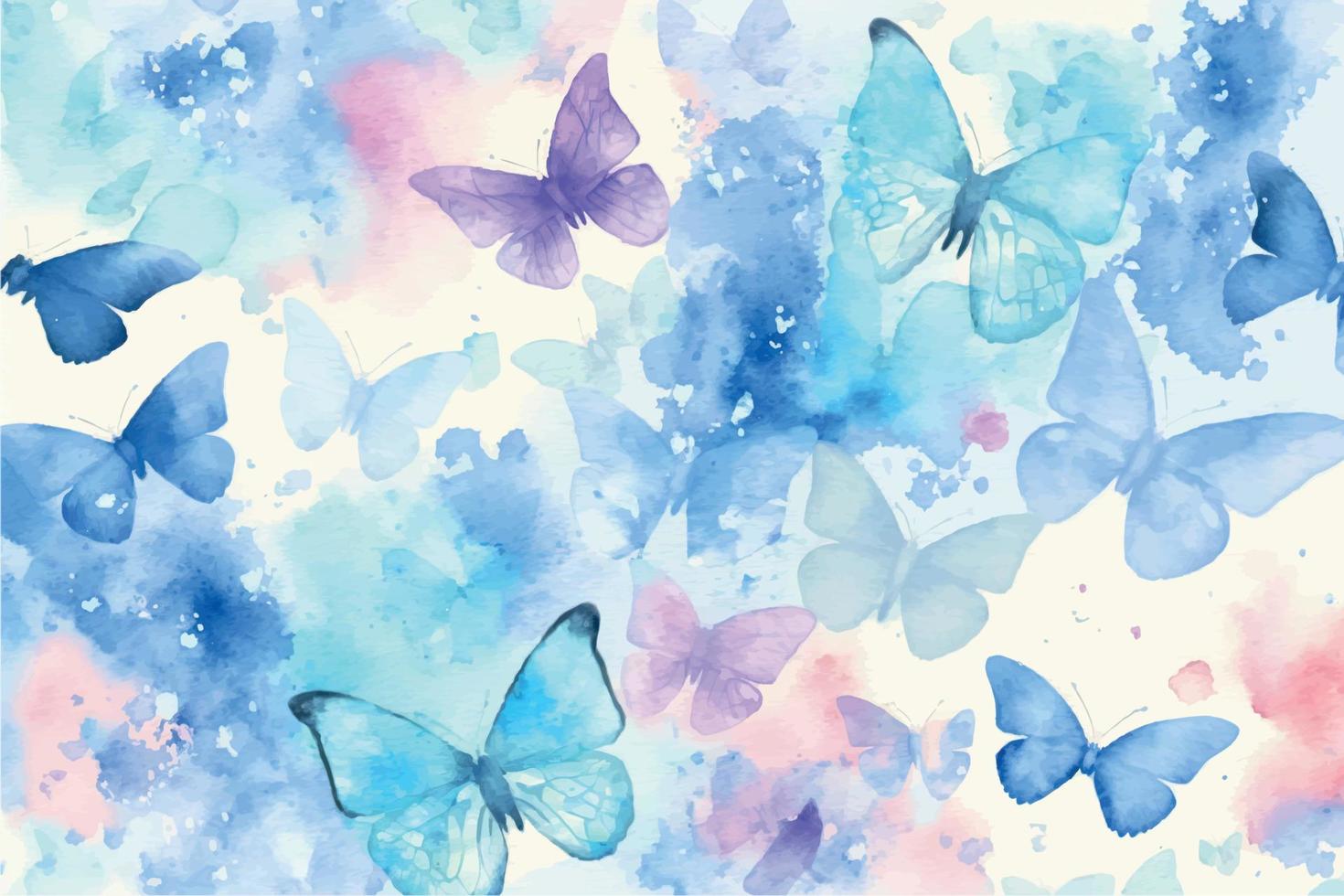 borboletas em aquarela desenhadas à mão vetor