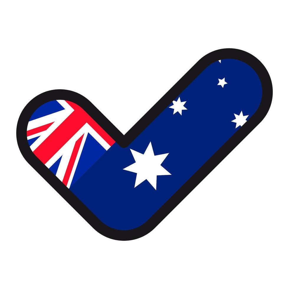 bandeira da austrália em forma de marca de seleção, aprovação de sinal vetorial, símbolo de eleições, votação. vetor