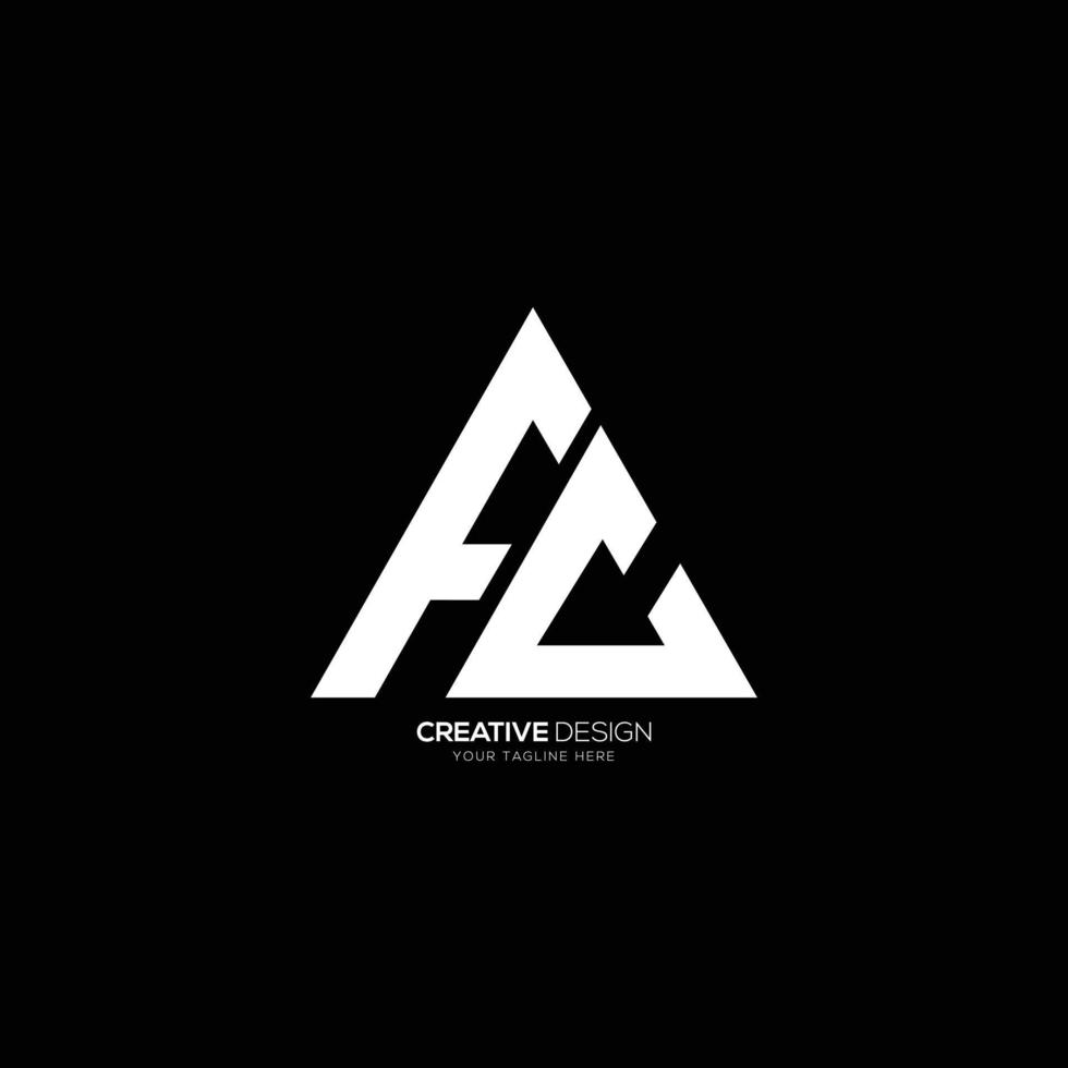 letra moderna fc logotipo em forma de triângulo vetor