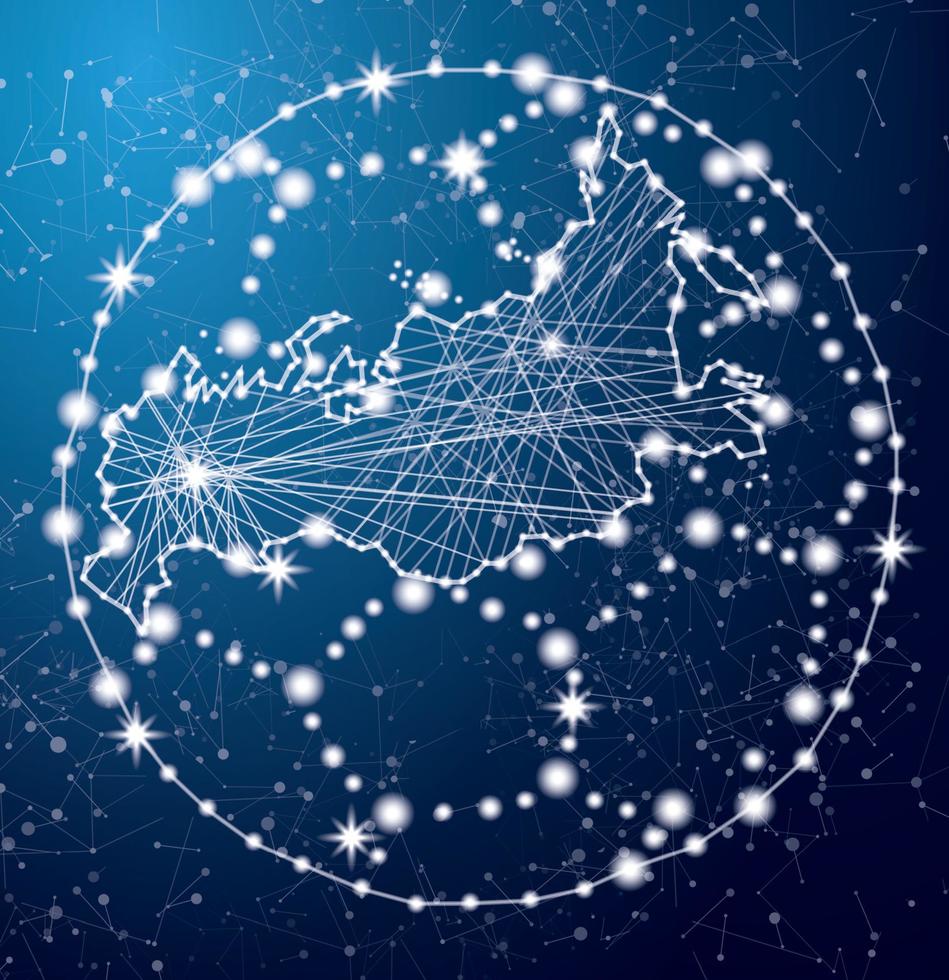 bola de futebol com mapa da rússia sobre um fundo azul. vetor