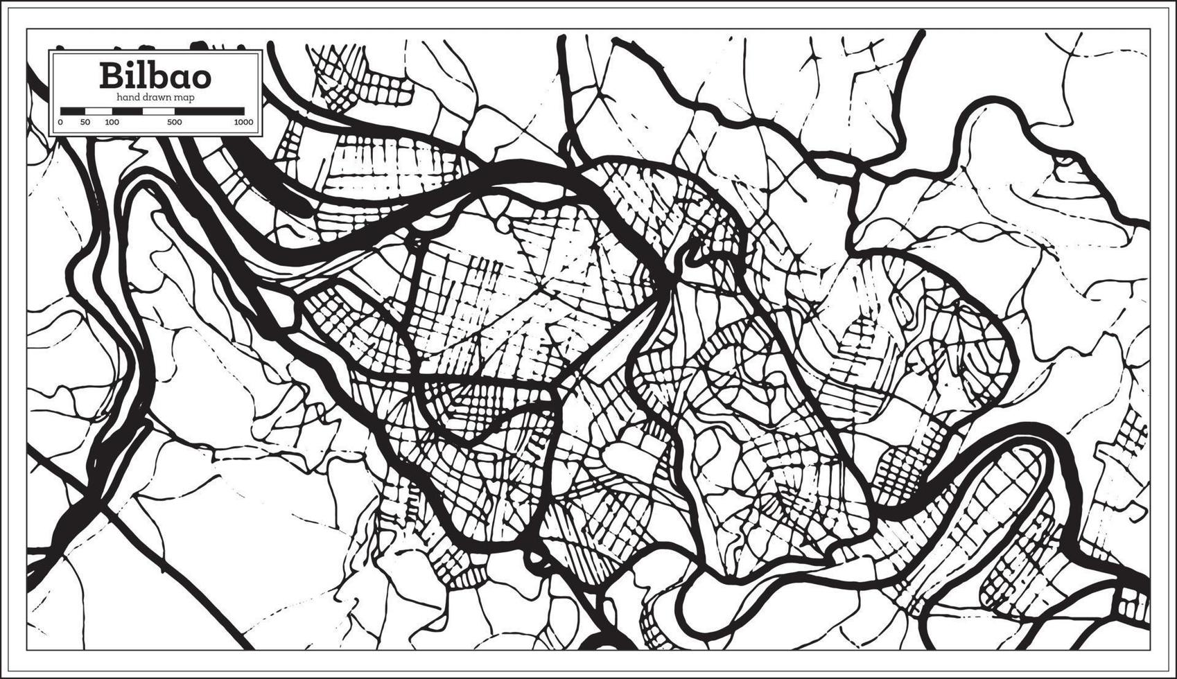 mapa da cidade de bilbao espanha em estilo retrô. mapa de contorno. vetor