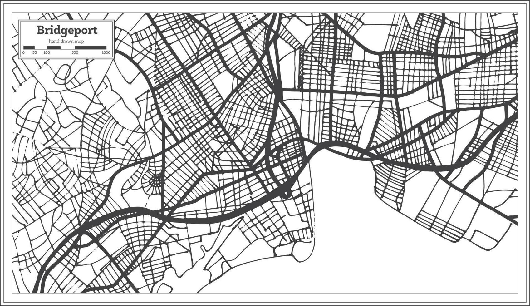 Mapa da cidade de Bridgeport EUA em estilo retrô. mapa de contorno. vetor