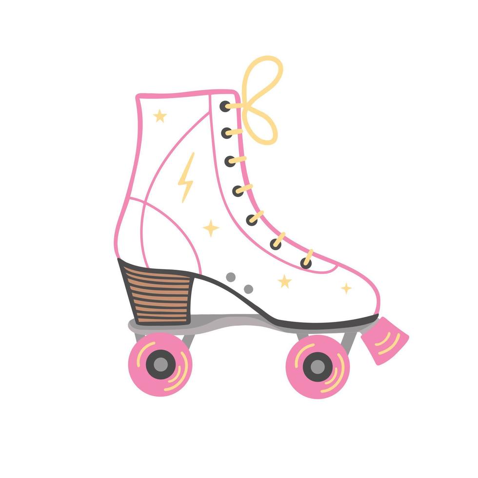 patins, retrô. ilustração para impressão, fundos, capas e embalagens. imagem pode ser usada para cartões, cartazes, adesivos e têxteis. isolado no fundo branco. vetor