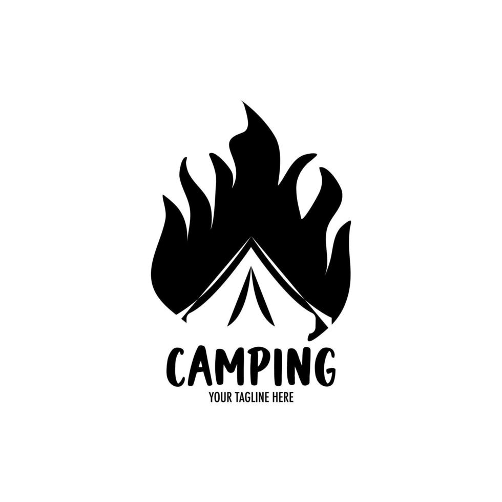 acampamento e logotipo retrô de aventura ao ar livre. brasão de escoteiros. vetor colorido e preto e branco para caminhadas.