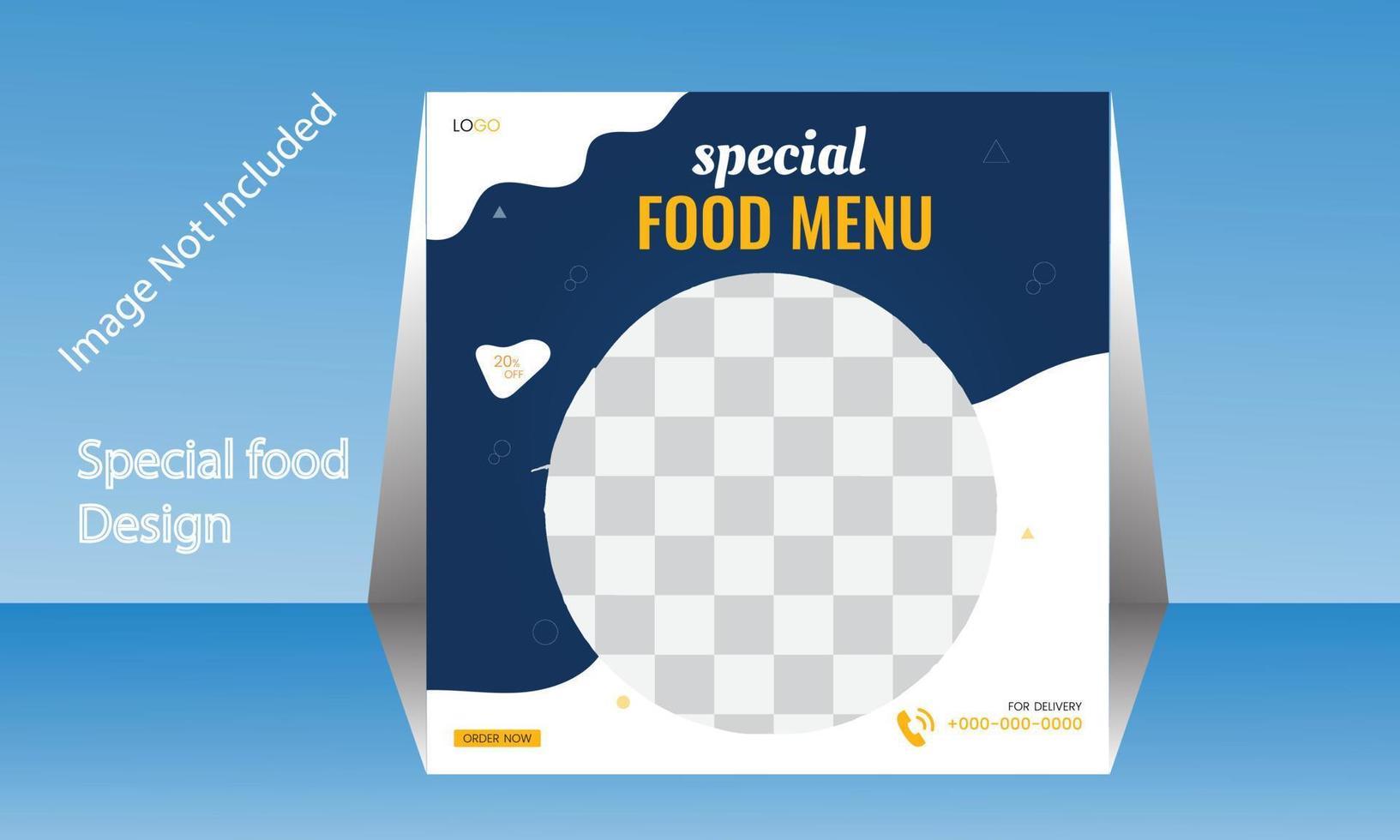 banner de menu de fast food ou comida e design de postagem de mídia social vetor