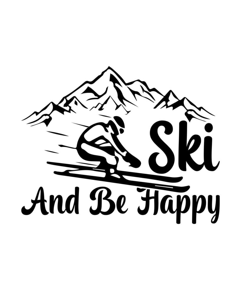 design de ilustração de camiseta vetorial de logotipo de esqui vetor