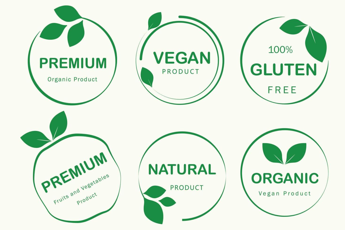 alimentos orgânicos, produtos naturais e logotipo de vida saudável, adesivos e crachás. vetor