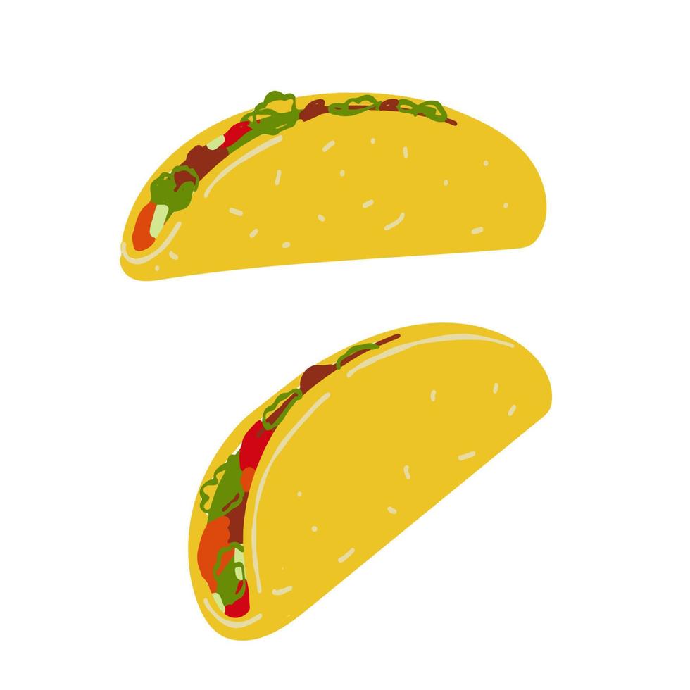 ilustração de tacos de comida mexicana isolada no fundo branco vetor