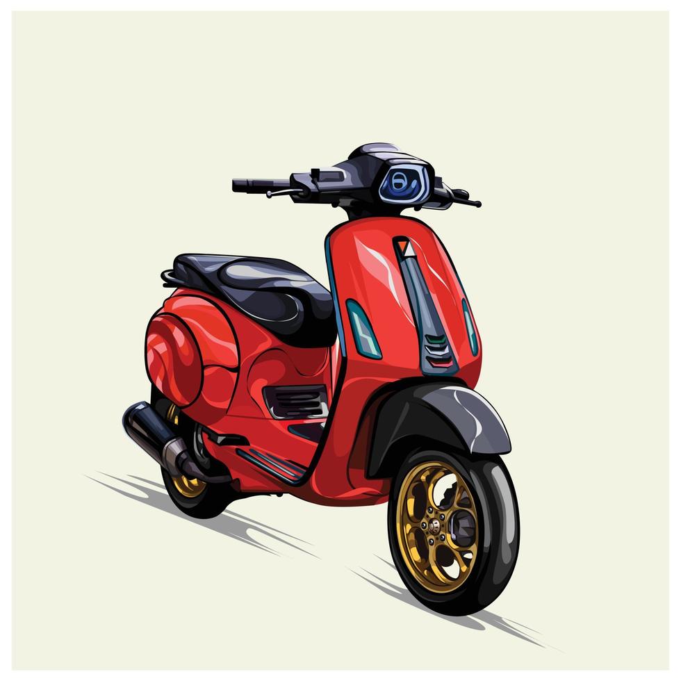 design de arte de ilustração de veículo de scooter vetor