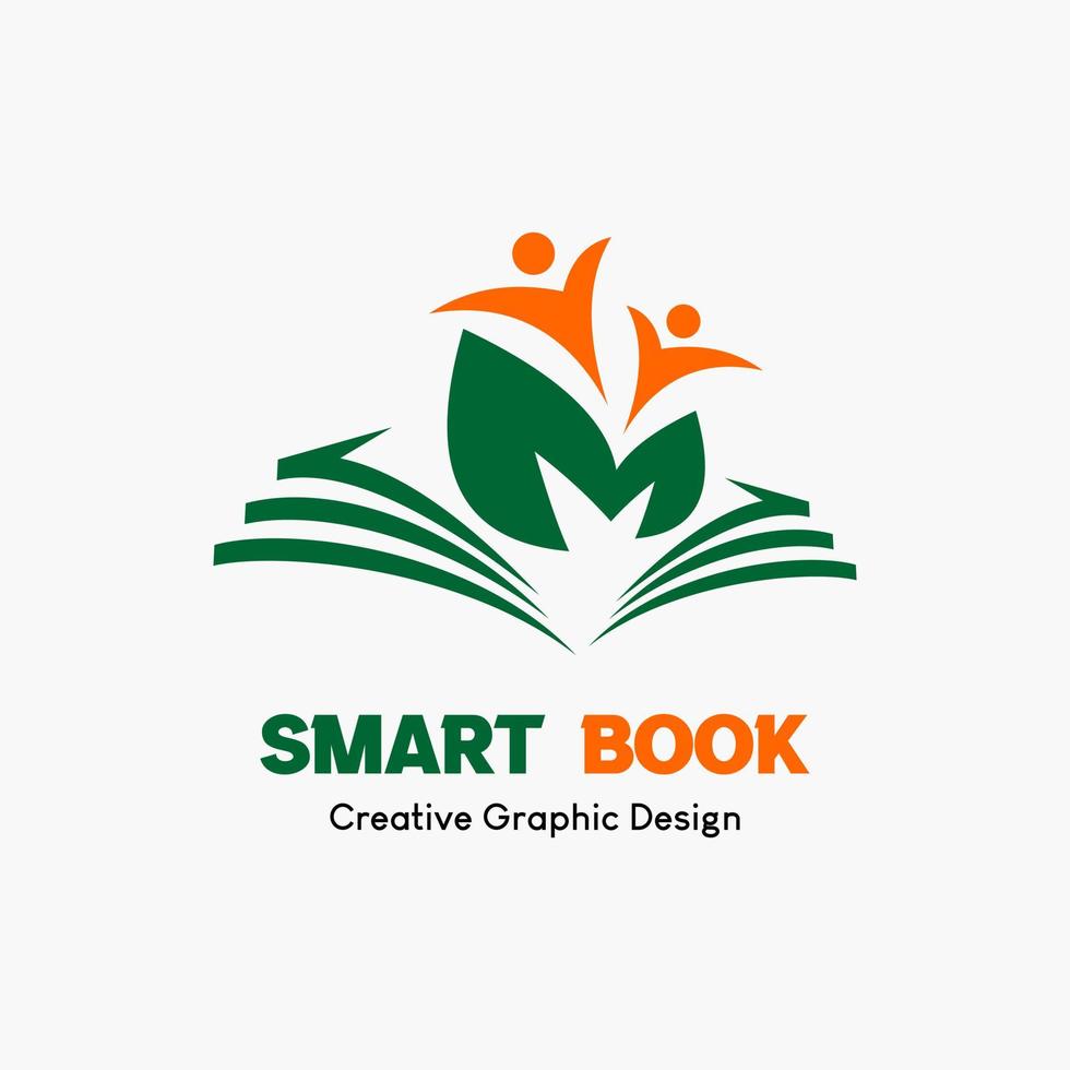 símbolo do logotipo para a educação. ícone de livro, folha e ícone de duas pessoas. modelo de logotipo de vetor de educação.