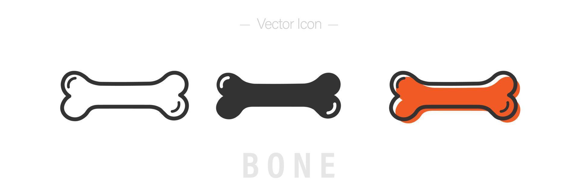 osso de cachorro plana e ícones de linha. ilustração isolada do logotipo do vetor. vetor