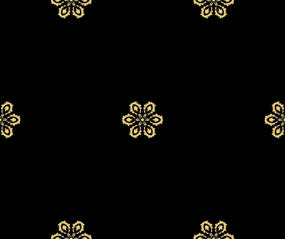 flores douradas em um fundo preto. projeto mínimo. para tecido, papel de parede, padrão veneziano, têxtil, embalagem. vetor