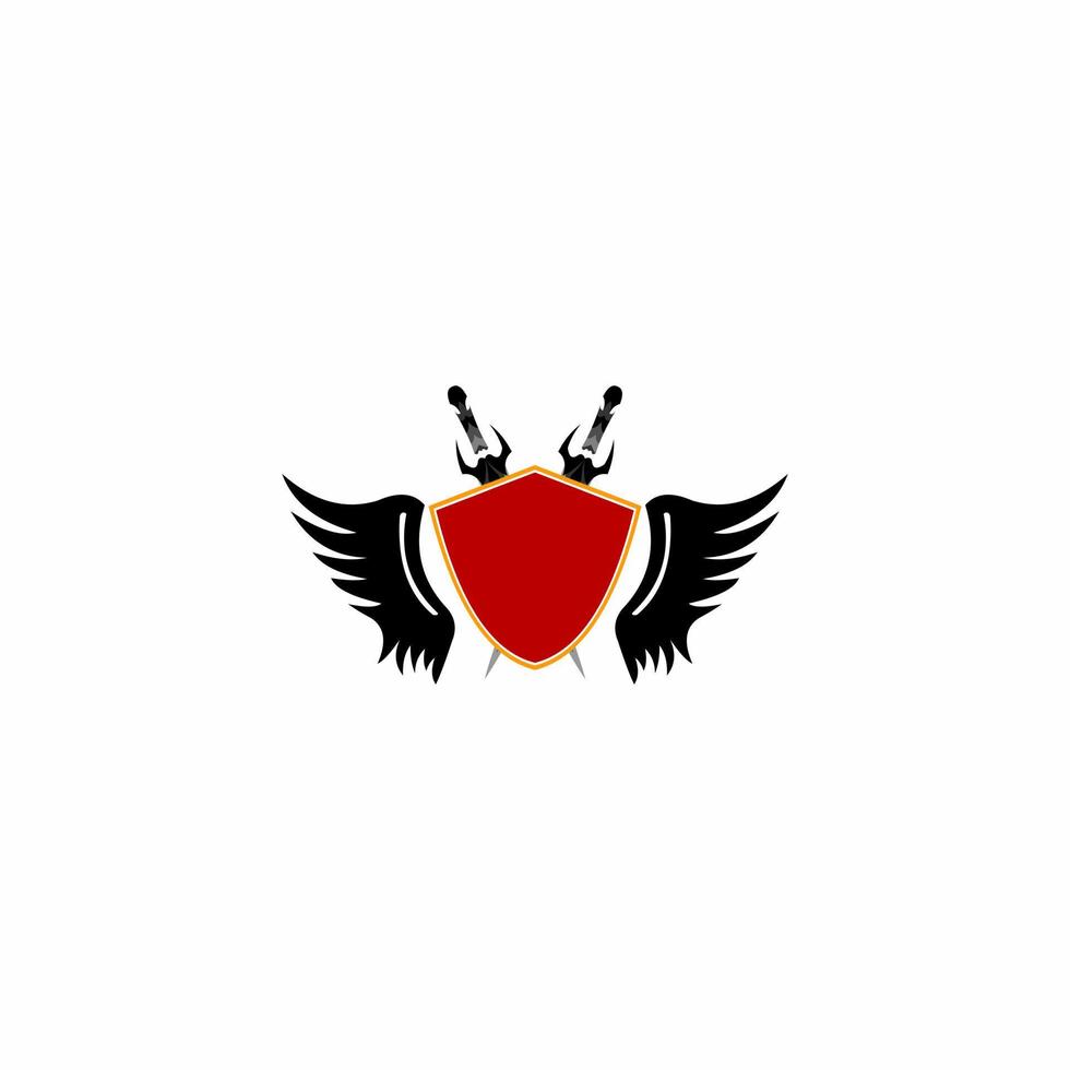 vetor de ilustração de logotipo de escudo e asas