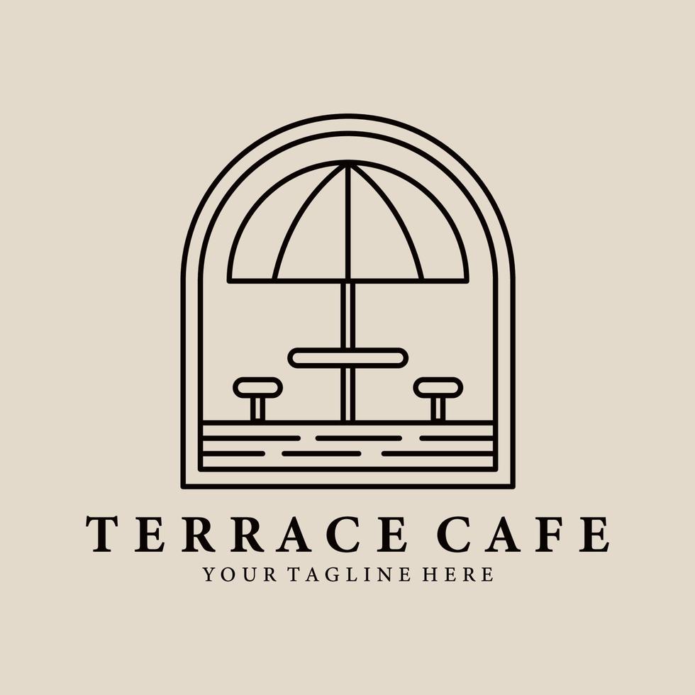logotipo da arte do café no terraço, ícone com emblema e símbolo, design de ilustração vetorial vetor