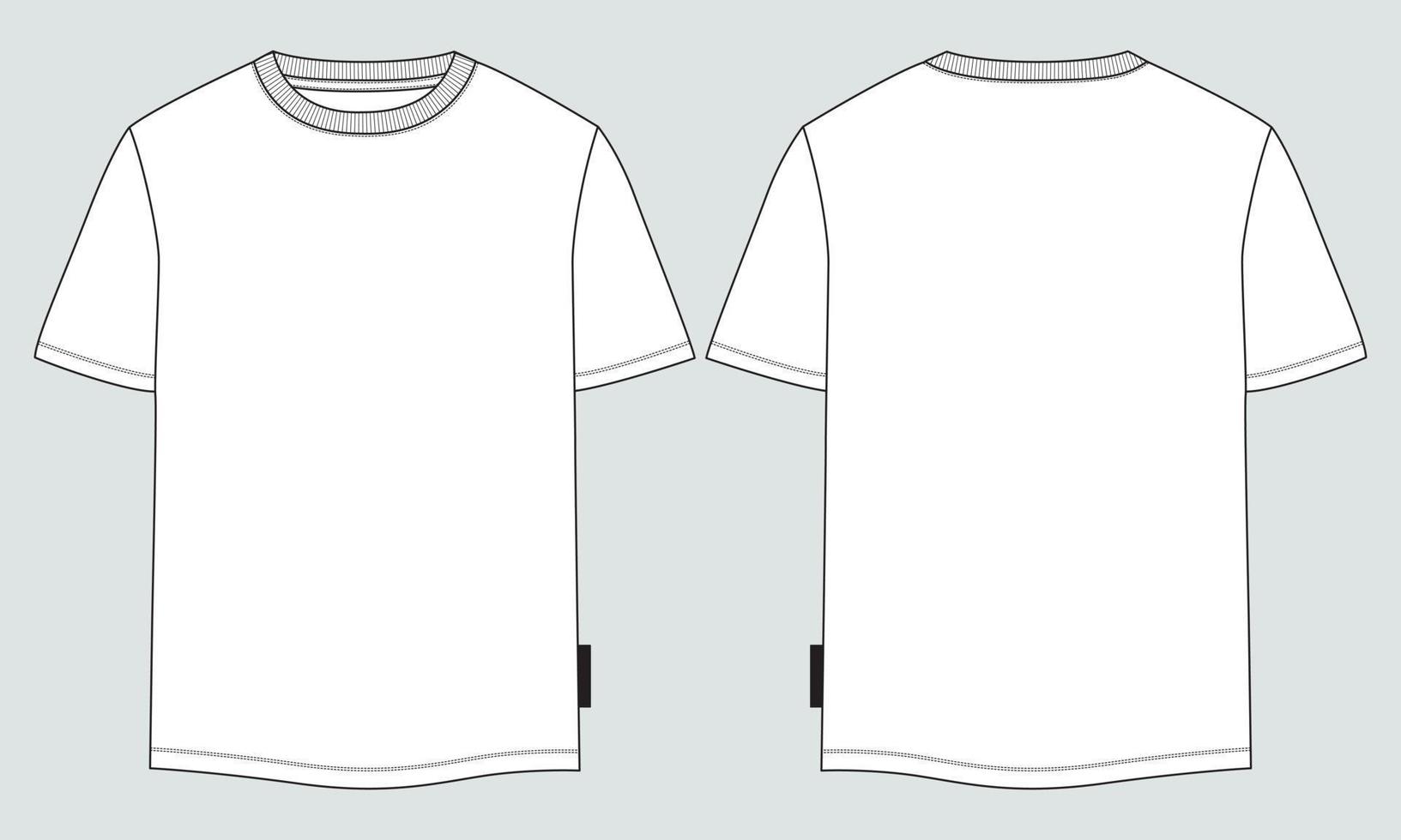 camiseta de manga comprida com vista frontal e traseira do modelo de ilustração vetorial de desenho plano de moda técnica. vetor