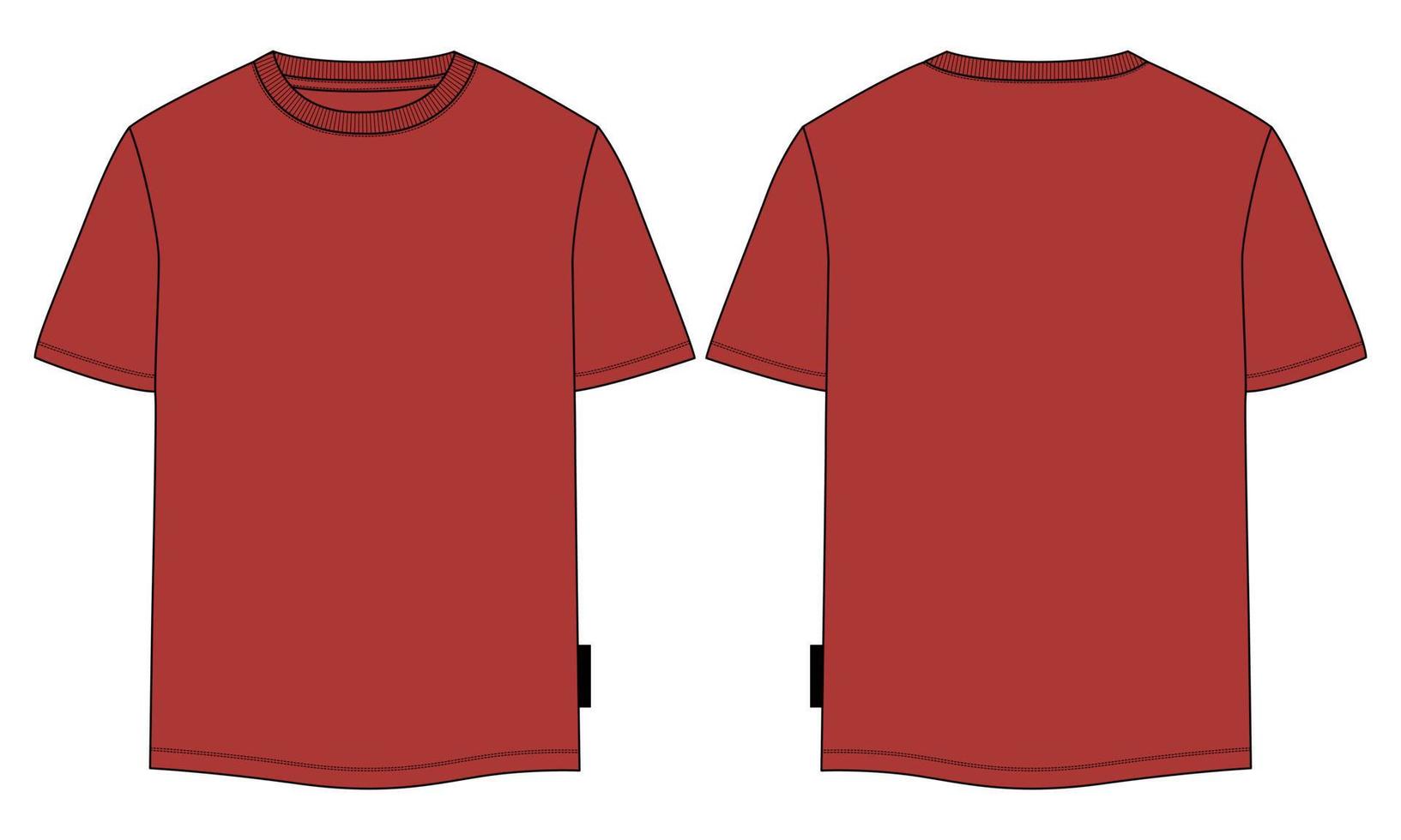 camiseta de manga comprida com vista frontal e traseira do modelo de ilustração vetorial de desenho plano de moda técnica. vetor