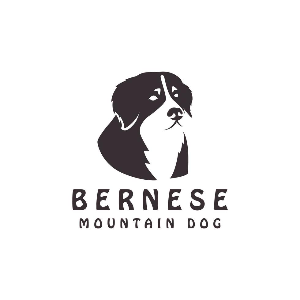 rosto isolado de bernese mountain dog, retrô, loja de animais, animais de estimação, logotipo para marca, loja, adesivo, camiseta, ilustração vetorial de design vetor