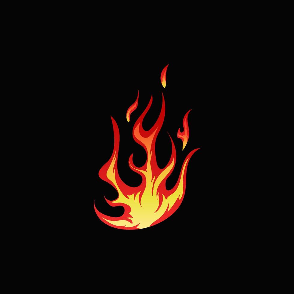 ilustração de fogo desenhada à mão em fundo preto para design de elementos. silhueta de chamas para elemento de design. vetor