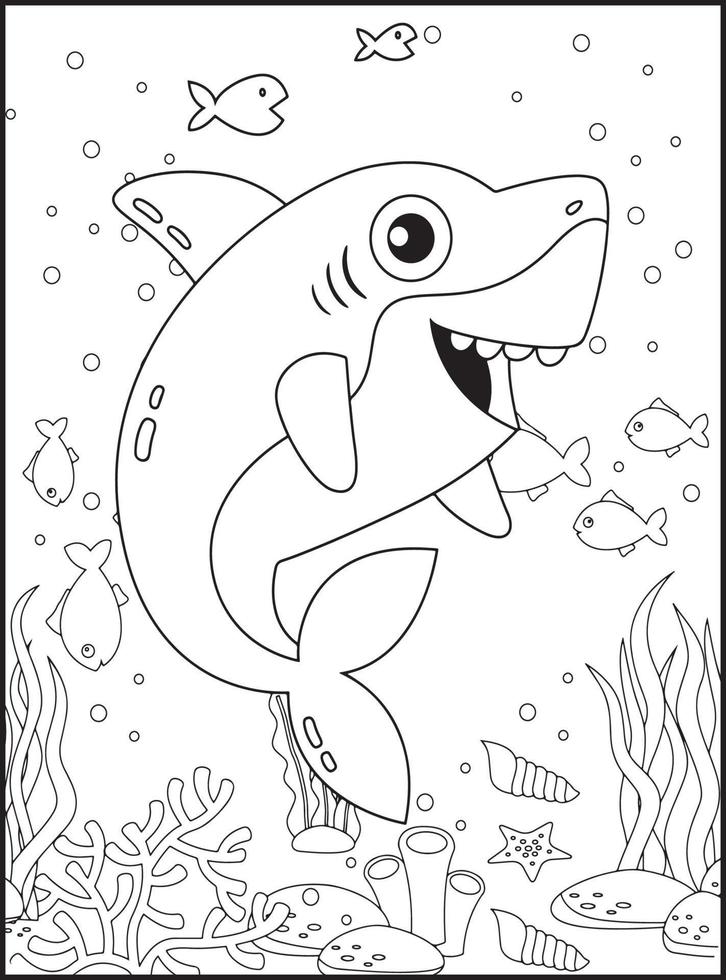 desenhos de tubarão para colorir para crianças vetor