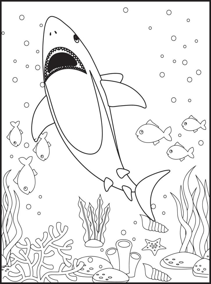 desenhos de tubarão para colorir para crianças vetor