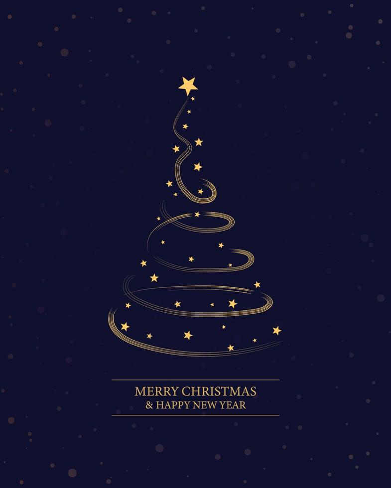 feliz natal árvore contorno saudação cartão de texto dourado vector ilustração design fundo. cartão de felicitações. arvore de natal.