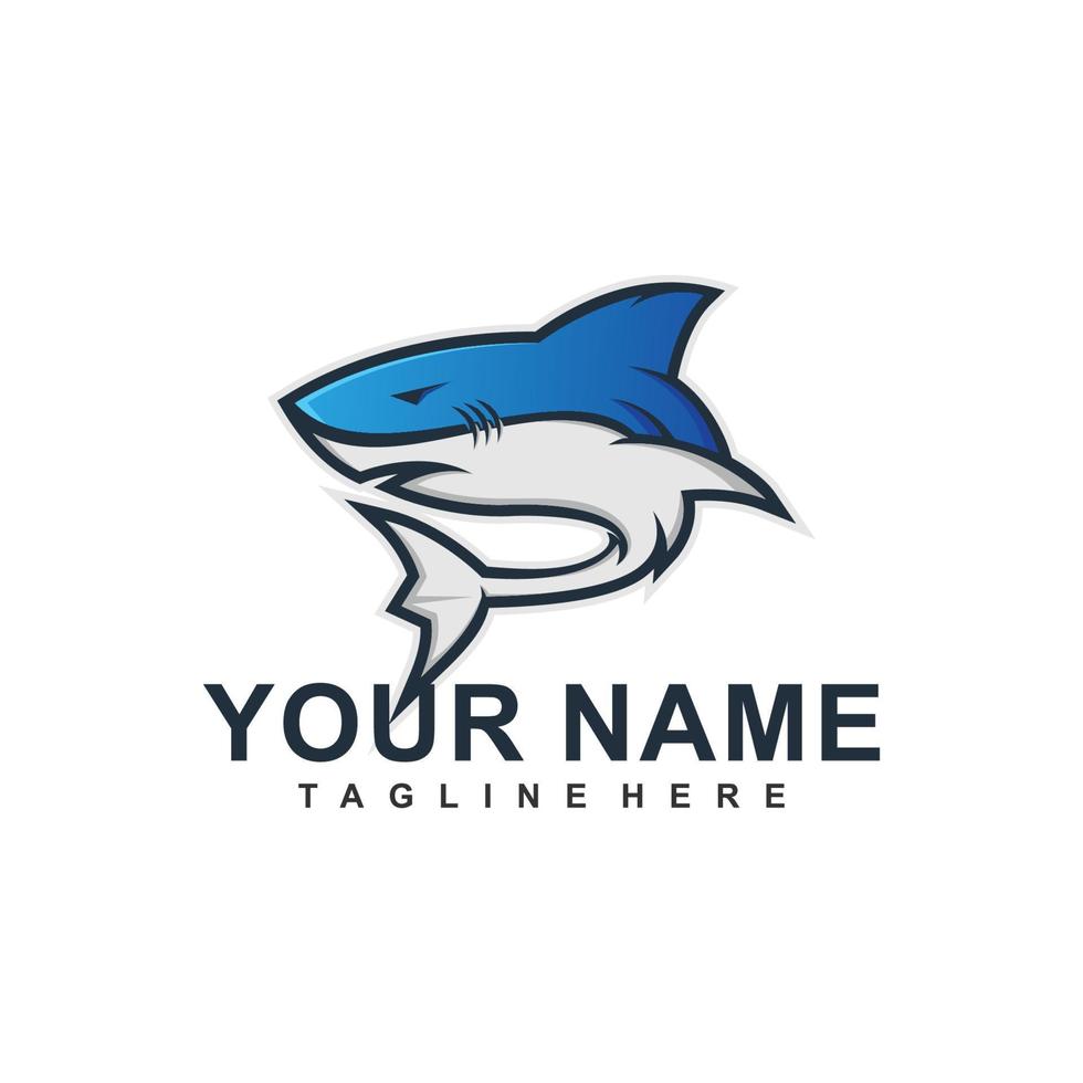 modelo de logotipo de tubarão cor azul vetor