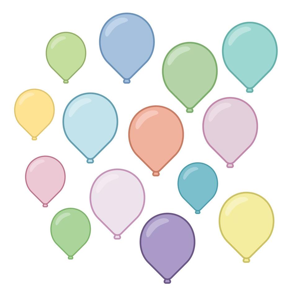 balões em estilo cartoon simples isolado no branco vetor
