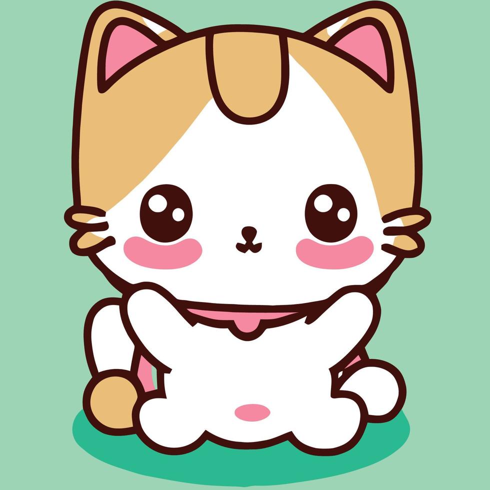 ilustração de gato fofo gato kawaii chibi estilo de desenho vetorial desenho animado de gato vetor